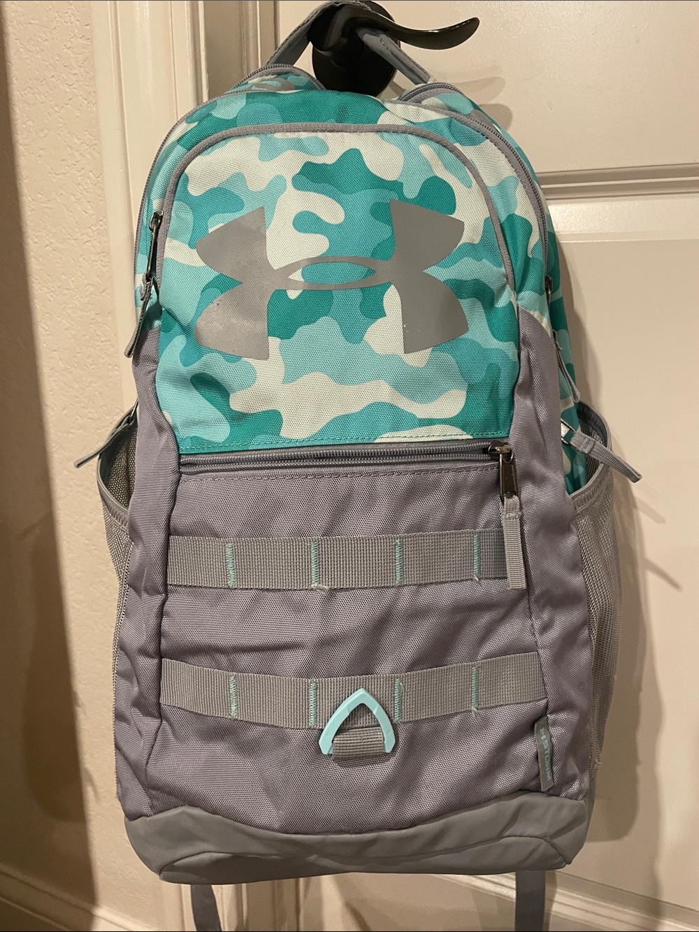 Under Armour Teal Camo and Gray Kids Backpack